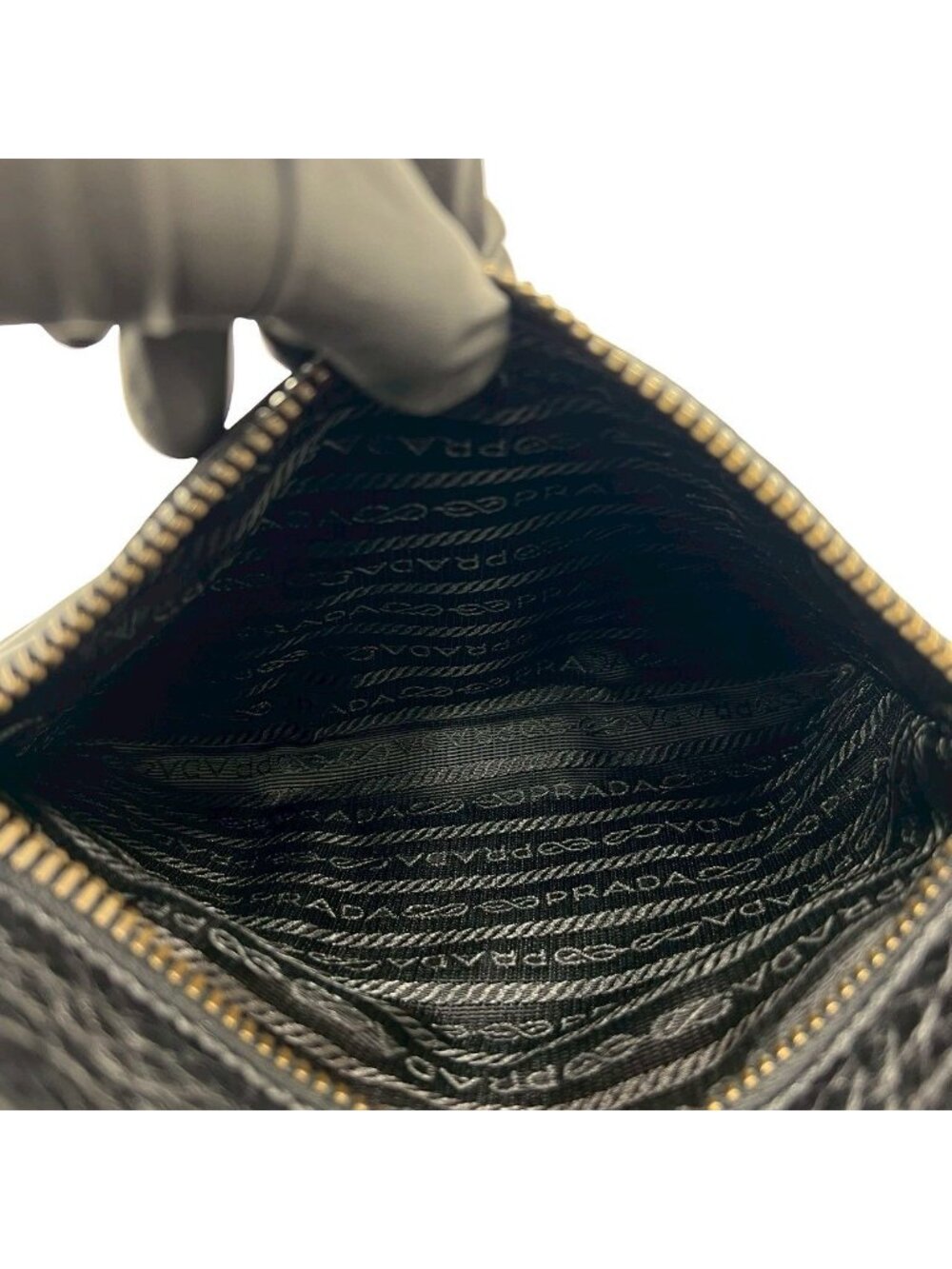 ★SOLD★ Prada Triangle Logo Leather Tessuto Tote Black - Picture 10 of 10